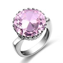 Szjinao anel de prata esterlina 925, natural, com pedras preciosas de cristal rosa, redondo, joias finas, anéis para mulheres, bijuterias 2024 - compre barato