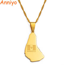 Anniyo Gold Color Map of the Barbados Island With Flag Pendant Necklaces Maps Jewelry Gifts #032221 2024 - buy cheap