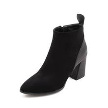 Tamanho grande 9 10 11-16 botas mulheres sapatos ankle boots para mulheres senhoras botas de zíper Lateral após a costura apontou calcanhar quadrado 2024 - compre barato