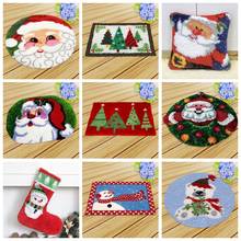 Pulaqi Merry Christmas Latch Hook Pillows Sets Embroidery Carpets Cushion Latch Hook for Needlework Stocking for Room Handmade F 2024 - buy cheap