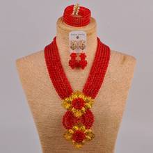 New Fashion Women's Red Crystal Bead Nigerian African Wedding Jewelry Bead Set 6CHL 2024 - buy cheap