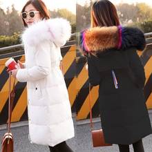 Winter Coat Women White Down Jacket High Quality Long Korean Thick Big Fur Collar Jackets Winter Womens Sobretudo KJ436 2024 - buy cheap