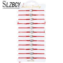 Pulseira de corda vermelha para mulheres e homens, joias com zircônia de cristal, bracelete personalizável e feita à mão 2024 - compre barato