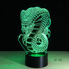 Lâmpada de cobra 3d led cobra luminária noturna cobra luz ilusão sensor de toque usb lâmpada acrílica para casa escritório 7 cores 2024 - compre barato
