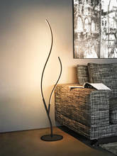 Lámpara de pie LED moderna para sala de estar, lámpara de mesita de noche, nórdica, de aluminio negro/blanco con control remoto 2024 - compra barato