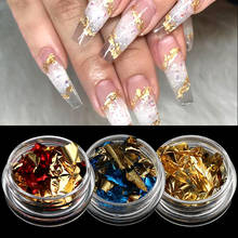 1 caja de copos de uñas brillantes, papel de aluminio Irregular dorado, lentejuelas para uñas, pegatina de polvo cromado, manicura 3D, decoraciones para uñas artísticas 2024 - compra barato