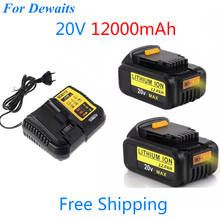 Ferramenta de substituição de bateria, bateria 20 v 12000mah máxima para dewalt dcb184 dcb18d dcb180 dcb200 20 v 5a 20 volt 20 v bateria + carregador 3a 2024 - compre barato