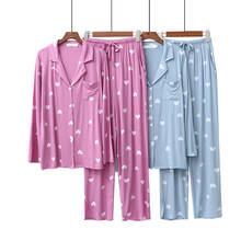 Conjunto de pijama de dos piezas para mujer, ropa de dormir de manga larga, de Modal, para primavera y otoño, 2020 2024 - compra barato