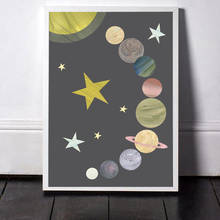 Impresiones de póster de Sistema Solar para habitación de niños, arte de pared para guardería, decoración de acuarela, lienzo espacial, póster de planeta 2024 - compra barato