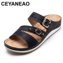 CEYANEAO-Sandalias de plataforma Retro para mujer, zapatos de tacón bajo, estilo romano, para playa, 2021 2024 - compra barato