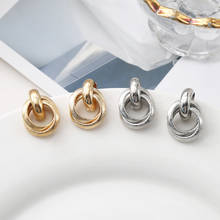 Flashbuy Trendy Gold Silver Color Alloy Metal Twisted Earrings for Women Geometric Pendant Earrings Fashion Hot Jewelry Gift 2024 - buy cheap