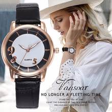 Relógio de pulso feminino vansvar, relógio de quartzo com pulseira de couro de bambu 2024 - compre barato