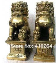 Estatua China Foo perro León Fu bronce par figuritas Feng Shui artículos orientales sz:11x6x8,3 cm 2024 - compra barato
