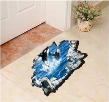 New 3D wall sticker, floor decoration, dolphin floor sticker, bathroom floor sticker 2024 - buy cheap