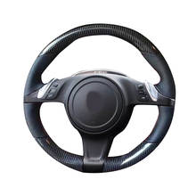 Cubierta de fibra de carbono 5D para volante de coche, cubierta de envoltura de costura a mano con agujeros de cuero negro, apta para Porsche Cayenne/Panamera, años 2010 a 2011 2024 - compra barato