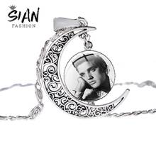 SIAN Charm Crescent Moon Necklace Glass Cabochon Gem Silver Plated Rock Singer Picture Fashion Statement Jewelry 2024 - buy cheap
