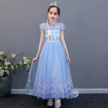 Vestido de princesa elsa para meninas, 2021, infantil, longo, baile, halloween, roupa, elza, aniversário, festa, vestidos formais 2024 - compre barato