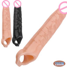 28CM Long Size Penis Extender Condoms Reusable Vibrating Penis Extender Condom Dick Enlargemen Cock Ring Sex Toys For Men 2024 - buy cheap