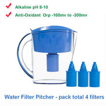 Alkaline Water Jug - Pack 4 Replacement Filter Cartridges -3.5 Liter Alkaline Ionizer Blue Water Filter Pitcher Filtro de agua 2024 - buy cheap