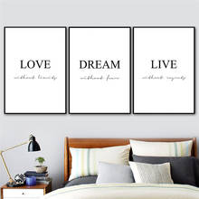 Blanco y Negro minimalista vivir el amor cita soñada cuadro sobre lienzo para pared carteles impresiones fotos para vivir casa habitación decoración CH142 2024 - compra barato