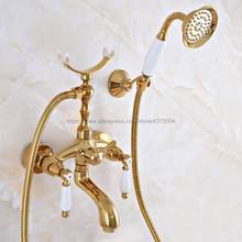 Wall mounted Bathroom Clawfoot Bathtub Shower Faucets Gold Color Brass Basin Sink Mixer Tap Tub Faucet & Hand Shower Nna957 2024 - buy cheap