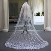 SLBRIDAL элегантным дизайном с цветочным узором на свадьбу, одежда с длинными собор свадебная Фата с расческой Свадебные белые свадебная вуаль свадебные аксессуары для невесты на свадьбу для женщин 2024 - купить недорого
