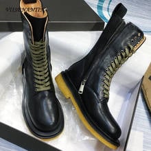 Real Leather Lady Chelsea Martin Boots 2020 New Arrival Hot Lace Up Ankle Bootie Flat Autumn Winter Designer Shoes 2024 - buy cheap