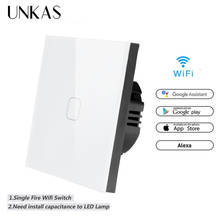 UNKAS EU Standard 1 Gang Alexa Voice Control Tuya / Smart Life / Ewelink WiFi Touch Switch For Google Home Outlet 2024 - buy cheap