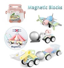 Blocos magnéticos de construção de carros, 60 peças, brinquedos diy, ímãs com bolas, conjunto de bloco de designer de construção, carro de brinquedo educacional para crianças 2024 - compre barato