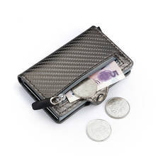 ZOVYVOL высокого качества из углеродного волокна Смарт Бумажник карты RFID мужские бизнес бумажник на кнопке новый мужской кошелек для монет карман для удостоверения личности-с застежкой-молнией 2024 - купить недорого