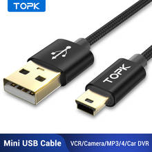 TOPK Mini USB Cable Mini USB to USB Fast Data Charger Cable for MP3 MP4 Player Car DVR GPS Phone Digital Camera HDD Mini USB 2024 - купить недорого