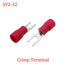 50Pcs/Lot Red SV2-32 Crimp Terminal Insulated Round Ends SV2-32 U-Type Terminals Brass Spade Crimp Wire Cable Connector SV2-32 2024 - buy cheap