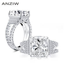 ANZIW-anillo de compromiso de lujo de Plata de Ley 925, sortija nupcial de boda con diamantes de imitación, cojín cortado, 6ct 2024 - compra barato