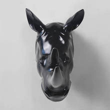 Настенное украшение с головой носорогов, трехмерная промышленная подвесная настенная статуя с животными, Декоративная скульптура, поделки 2024 - купить недорого