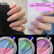 BQAN-purpurina de uñas transparente de hielo sólido, Twocolor, polvo Aurora, 1 caja de cromo, sirena, espejo, láser, arte de uñas mágico brillante 2024 - compra barato