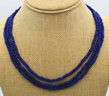 Новое натуральное ожерелье из темного бусины из голубого сапфира 2x4 мм 2024 - купить недорого