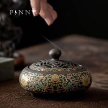 Incensário de cerâmica esculpido pinny ornamento à base de incenso, bobina chinesa retrô de sândalo, queimador de incenso, charmoso e grande esmalte 2024 - compre barato