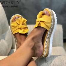 WDHKUN 2020 Summer Fashion Sandals Shoes Women Bow Summer Sandals Slipper Indoor Outdoor Flip-flops Beach Shoes Female Slippers 2024 - buy cheap