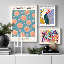 Abstracto mercado de flores colorido floral loja sinal parede impressão da arte pintura em tela nórdico poster decoração fotos para sala estar 2024 - compre barato