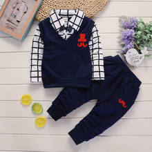 PatPat New Spring and Autumn Baby Boy Elegant Sets for 2-Piece Set Lattice Clothes Baby Boy and Kids Clothes 2024 - buy cheap