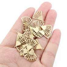 50pcs Raw Brass Charms Mini Open Fans Shape Pendant Jewelry Charms Accessories For Diy Bracelet Earring Jewelry Making 15x16.5mm 2024 - buy cheap