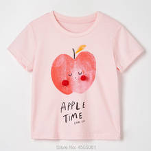 Футболка для девочек Apple Time, из 100% хлопка, летняя, розовая, повседневная, с коротким рукавом, 2021 2024 - купить недорого