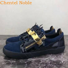 2020 New Chentel Noble Leather Men Metal Buckle Casual Shoes Party Shoes Men Flats Sneakers Zipper Lace-Up Unisex Big Size 2024 - buy cheap