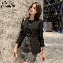 PEONFLY Women Blazer Jacket Solid Color Basic Notched Jackets Candy Color Long Sleeve Casual Slim Suit Blazer Female 2024 - buy cheap