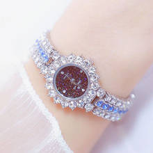 Relógio feminino elegante de marca famosa, relógio de pulso azul de aço inoxidável com diamantes para mulheres, 2020 2024 - compre barato