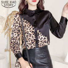 Blusas de chiffon manga longa estampa de leopardo femininas, blusas para mulheres gola virada para baixo roupas femininas casuais 2021 50, 5704 2024 - compre barato