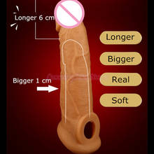 Silicone Penis Extender Sleeve Sex Condoms with Cock Ring for Men Sheath Delay Dick Enlargement Couple Sex Toys 2024 - buy cheap