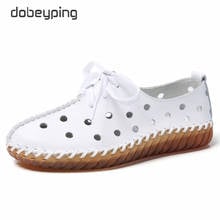 Genuine Leather Shoes Woman Autumn Summer Ladies Shoes Lace Up Ballet Flats Cut-Outs Sneakers Women Moccasins Oxford Shoes Femal 2024 - buy cheap