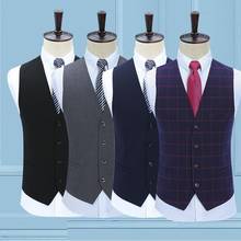 Colete masculino estilo britânico, colete casual sem mangas para negócios, casamento, festa, masculino, colete clássico 2024 - compre barato