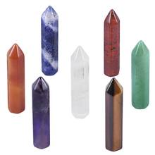 TUMBEELLUWA-varitas de cristal de chakras curativas, juego de 6 facetadas de un solo punto, piedras de gemas de Reiki, terapia de meditación de equilibrio, 7 Uds. 2024 - compra barato